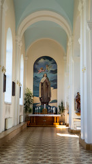 AGLONA, LATVIA – MAY 3 , 2020: The Roman Catholic Church in Ludza, Latvia. Deatail of the Interior of an Old Church.