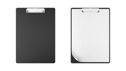 Writing pad with copy-space. Clipboard with blank papers and copy space for mock up isolated on white background. Notepad 3D rendering.