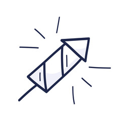 The fireworks icon with the number of July 4 is drawn by hand in cartoon style. Vector illustration for Independence Day in the United States