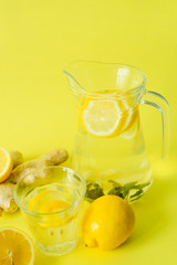 Water with lemon, mint and ginger