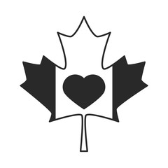 canada day, maple leaf flag and heart celebration silhouette style icon