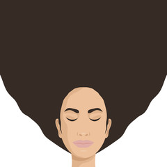 Woman with closed eyes and long hair vector illustration