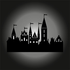 old town  black and white poster silhouette