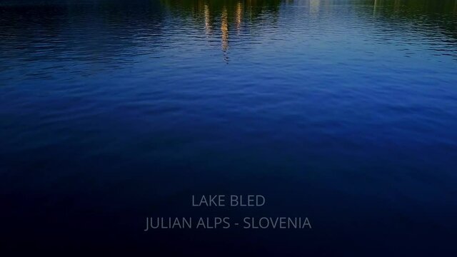 Aerial view of Lake Bled, Castle Bled and Julian Alps in Slovenia.	