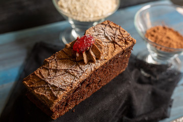 Bread, chocolate cake, coffee for a morning with a lot of happiness and enjoy with the people you love.