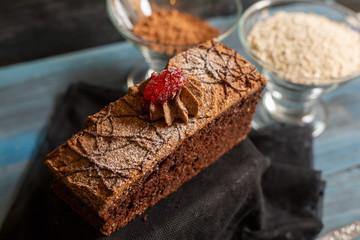 Bread, chocolate cake, coffee for a morning with a lot of happiness and enjoy with the people you love.