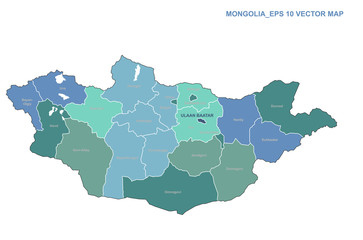 mongolia map. vector map of mongolia in asia country.