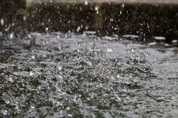 Naklejka na ściany i meble Close-up Of Splashing Rain Water
