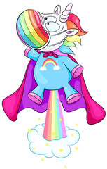 Einhorn als Superheld mit Mundschutz - Vektor Illustration
