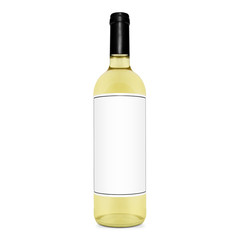 glass bottle of white wine, tincture, alcohol isolated on a white background