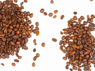 Roasted brown coffee beans, can be used as a background and texture