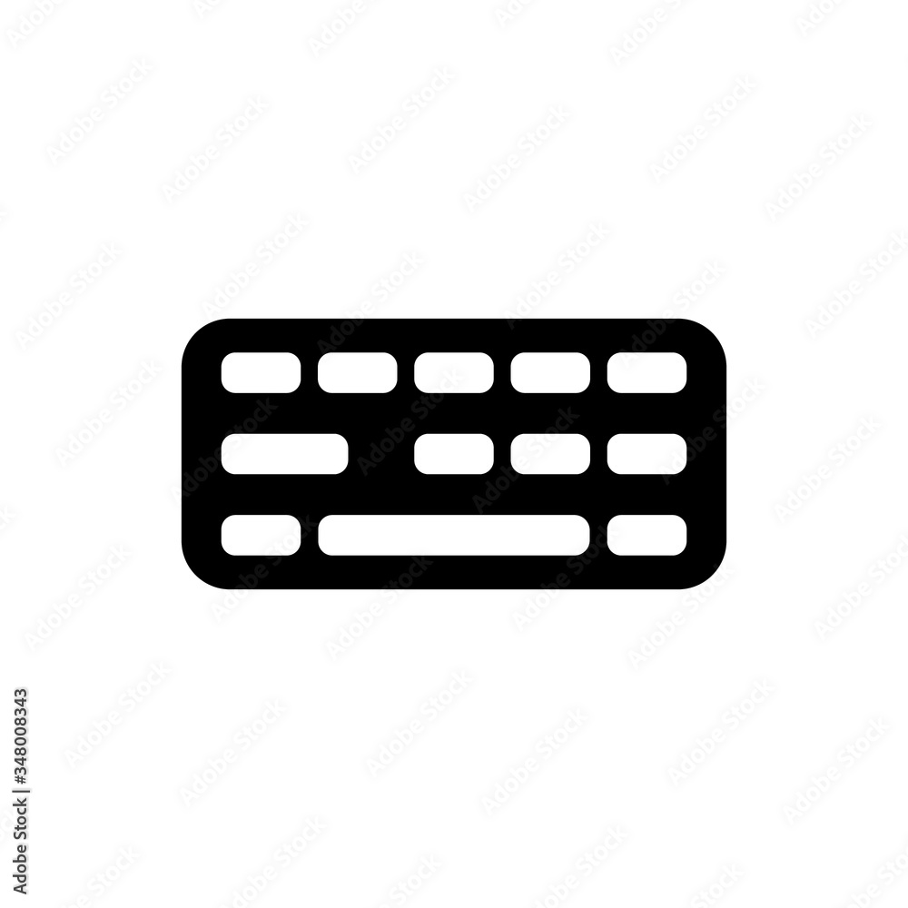 Fototapete keyboard icon black flat icon for web and mobile app on white background, vector symbol