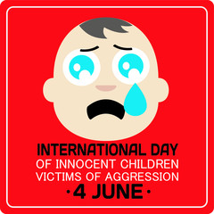 international day of innocent children victims of agression in june, vector logo, eps 10
