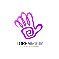 Hand logo with line design abstract, Simple icons
