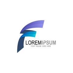 Letter F logo design template, 3d icons with letter F