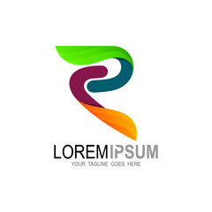 R logo, Letter R with colorful design illustration, 