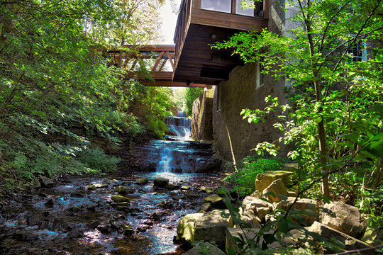 water falls pass through the Ancaster Mill, Ancaster.