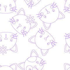 Obraz na płótnie Canvas Cute Line Cats Vector Fashion Seamless
