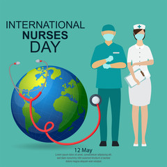 Fototapeta na wymiar Vector illustration for International Nurse Day celebration. Can be used for poster, banner, background, icon, wallpaper, and template design.