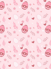 Easter eggs of seamless pattern on pink background