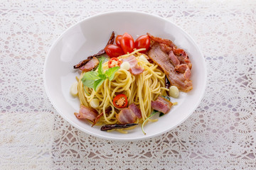 Spaghetti with beacon spicy