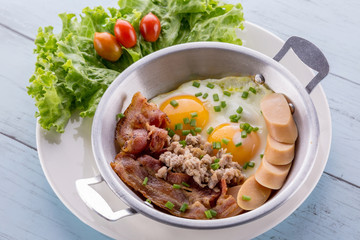 Egg pan with sausage