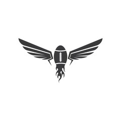 rugby ball with wings icon vector illustration design