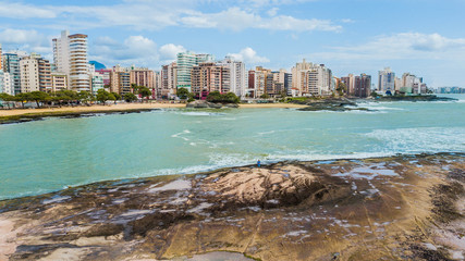 Guarapari - ES. Aerial view of the city of Guarapari and its beaches, in Espírito Santo, Brazil