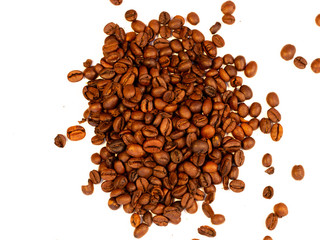 Roasted brown coffee beans, can be used as a background and texture