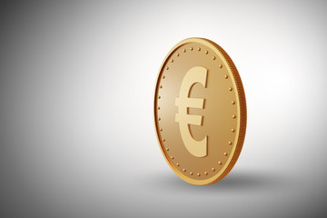 Golden coin euro - 3d rendering