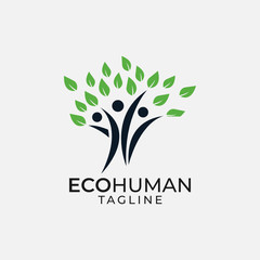 Obraz premium Abstract eco human tree logo design vector template