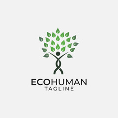 Abstract eco human tree logo design vector template