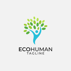 Abstract eco human tree logo design vector template