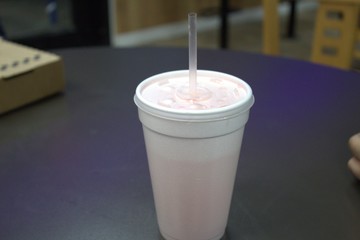 foam cup with lid and straw