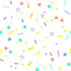 Sprinkle Cupcake Donut Topping. Seamless Pattern 