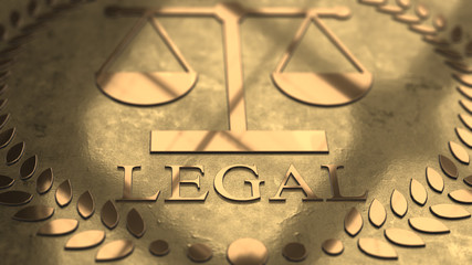 Law legal system justice judgment guilty or innocence plaque - 3D illustration render