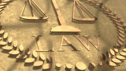 Law legal system justice judgment guilty or innocence plaque - 3D illustration render