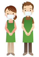 マスクをする店員　スタッフ