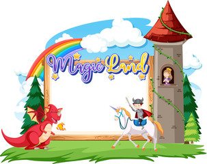 Border template design with dragon and knight