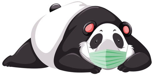 Panda cartoon character wearing mask