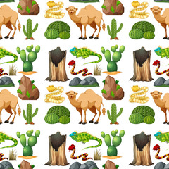 Safari animal seamless pattern with cute animal in desert