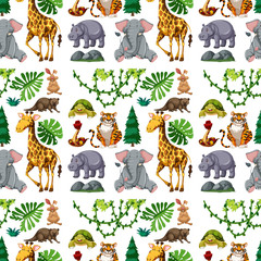 Safari animal seamless pattern with cute animal