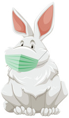 Rabbit cartoon charater wearing mask