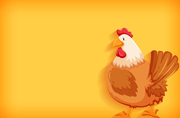 Background template with plain color and fat chicken