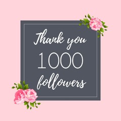Thank you 1000 followers social media banner, post