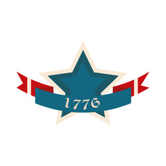 happy independence day, american commemoration national ribbon star flat style icon