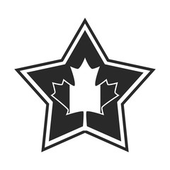 canada day, canadian flag maple leaf in star patriotic silhouette style icon
