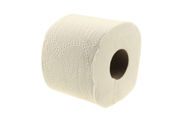 Roll of toilet paper isolated on white background.