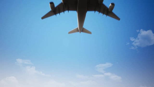 Jet Plane Fly Over Sunset, Motion Graphics 3D Animation