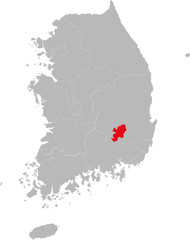 Daegu province highlighted on South korea map. Business concepts and backgrounds.